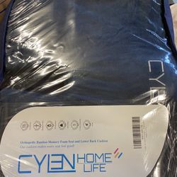 Home-Memory Foam Bamboo Charcoal Infused Ventilated Orthopedic Seat Cushion for Car and Wheelchair- Washable & Breathable Cover (Grayish Blue