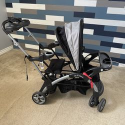 Baby Trend Sit N’ Stand Double Stroller – Tandem Seating, Car Seat Compatible, Compact Fold