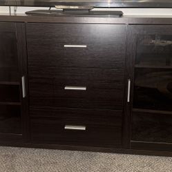 TV Stand Entertainment Center Three Drawers with Open Shelves