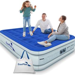 EnerPlex Air Mattress With Built-In Pump - Double Height Inflatable Mattress For Camping, Home & Portable Travel - Durable Blow Up Bed With Dual Pump 