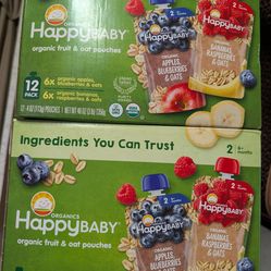 HappyBABY Organics Clearly Crafted Fruit & Oat Pouches, Variety Pack, 12 ct., 4 oz.