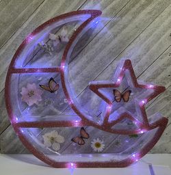 Moon And Star Light Up Small Shelf