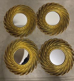 Set of 4 Gold Swirl Decorative Wall Mirrors