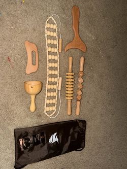 6-Piece Wood Therapy Massage Set – Maderotherapy Body Sculpting & Lymphatic Drainage Kit with Bag