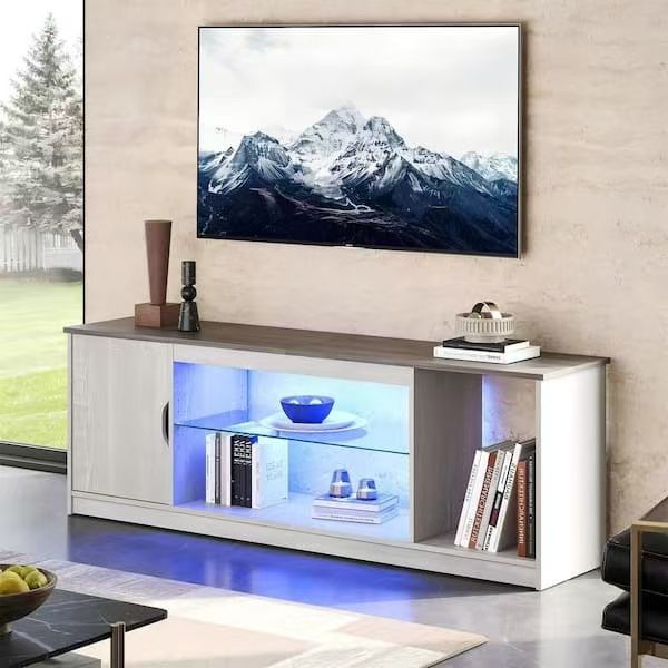 58.3 in. Wash White TV Stand