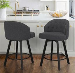 New 25.5" Set of 2 Dark Gray Upholstered Counter Stools