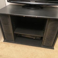 Tv Or Stereo Stand. Wood . Black Color With Side Shelves