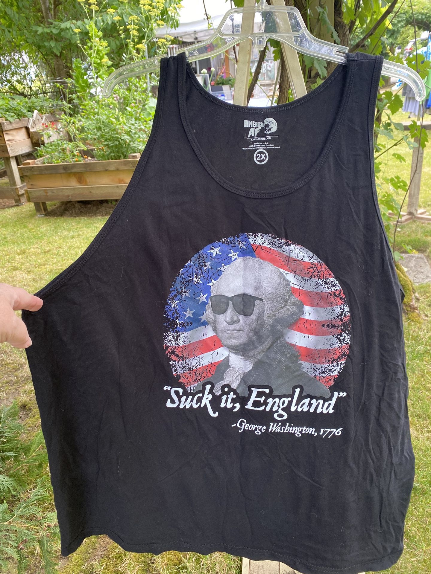 SUCK-IT ENGLAND Funny 4th of July George Washington 1776 Tank Top Men’s Size 2X