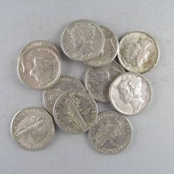 Lot of 11 XF Grade Mercury Dimes--NICE MIX OF HIGH GRADE SILVER COINS!
