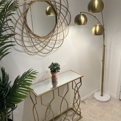 Modern Luxury Home Décor Set for Sale (Mirror + Console Table + Floor Lamp)