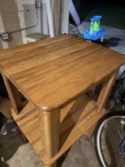 Two Solid Oak End Tables