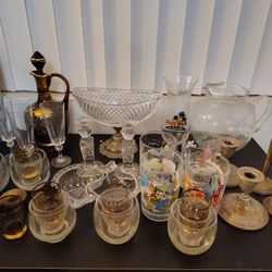 Crystal Glass Bottle Jar Wine Glass Cups Candle Holder Etc
