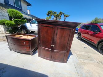 Free armoire/TV console, desk, kids hoop