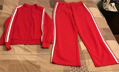 Red Track Suit Jacket and Pants Set