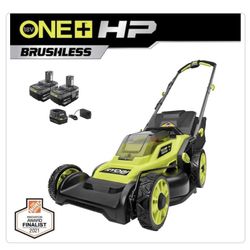 RYOBI ONE+ HP 18V Brushless 16 in. Cordless Battery Walk Behind Push Lawn Mower with (2) 4.0 Ah Batteries and (1) Charger