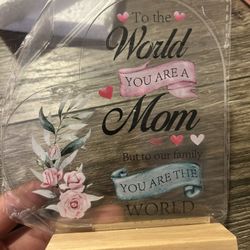 Mom Gift Birthday Gifts for Mom from Daughters Sons Meaningful Gifts for Mother Acrylic Heart Sign for Mom Mother's Day Gift (Flower)