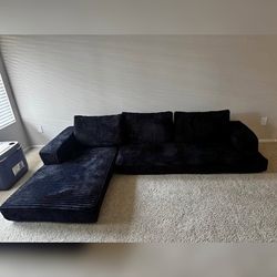 Black LEFT Hand Facing Chaise Modular Convertible Sectional Sofa Set