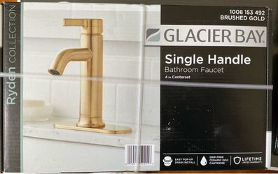 Glacier Bay Ryden Single Hole Single-Handle Bathroom Faucet in Brushed Gold - New