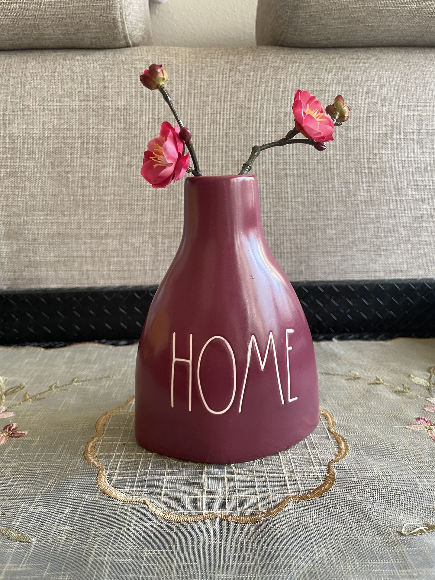 Rae Dunn "HOME" Flower Vase With Flowers
