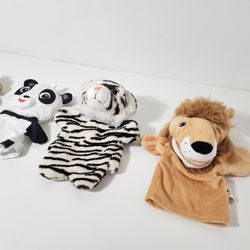 Lion Tiger Panda and Monkey Hand Puppet Baby Kids Soft Doll Plush Toy
