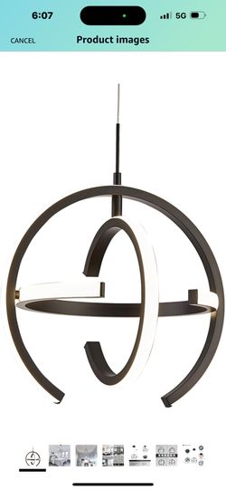 Black Modern LED Chandelier, Globe Pendant Light Round 4000K Hanging Light Fixture