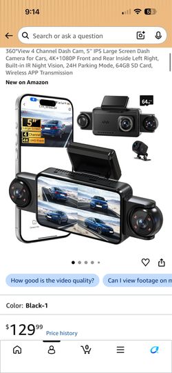 360° View 4 Channel Dash Cam (brand new/opened box)