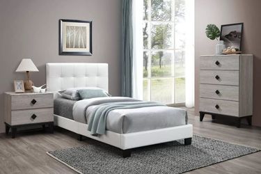 Twin size bed frame faux leather