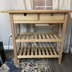 Solid Wood Kitchen Cart / Storage Table – Great Condition