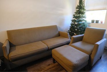 Crate & Barrel Sofa, Armchair, and Ottoman Set
