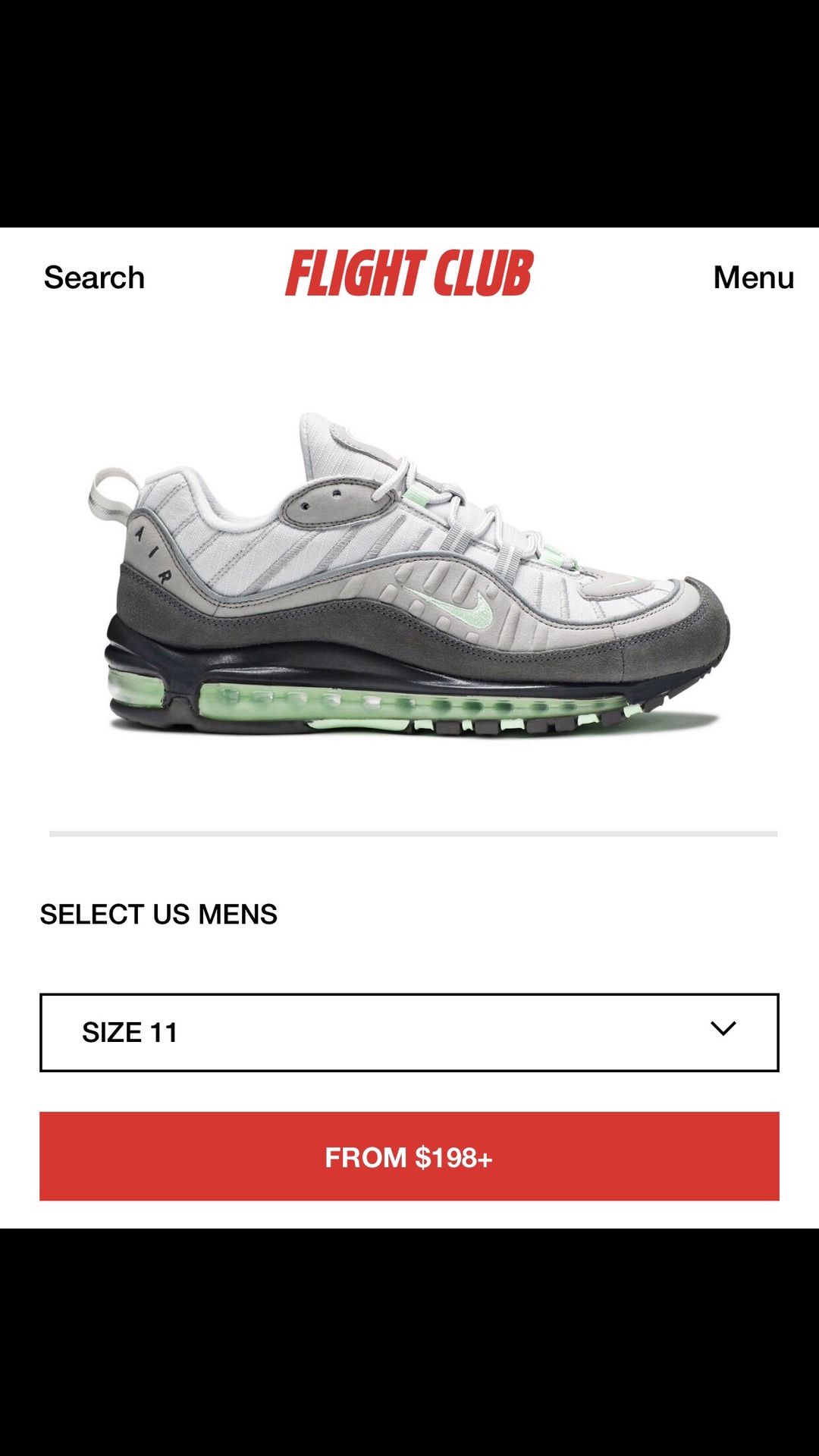 Nike Air Max 98 Vast Grey & Mint Green Size 11/Authentic /No Box/No Trades