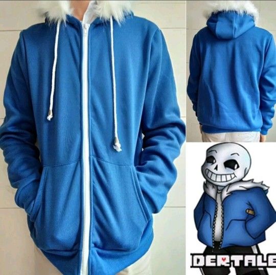 Game Undertale Sans Hoodie Sweatshirt Hooded Zipper Jacket Coat Cosplay Costume Halloween Unisex Youth XL /Adult S