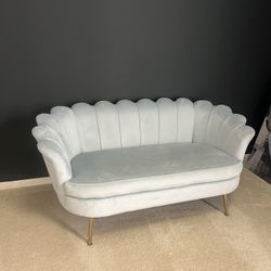 Velvet shell sofa LIGHT BLUE Loveseat