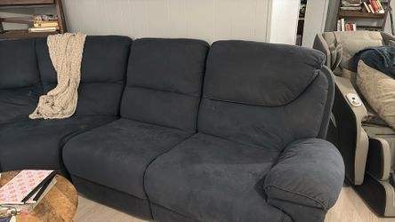 Blue mid size sectional