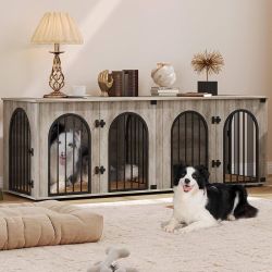 70.9" Double Dog Crate Furniture, Dog Kennel Indoor with Cushion Heavy Duty Dog Crate Furniture for 2 Dogs,Dog Cage End Table TV Stand with Divider fo