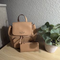 Kate Spade Leather Backpack & Matching Wallet