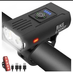 Bike Light, High Lumens Super Bright Bicycle Lite, 6+4 Modes USB Rechargeable Bike Headlight & Taillight Set, Waterproof Safety Bike Front & Rearlight
