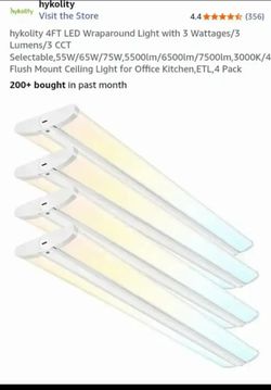 NEW-4FT LED Wraparound Light with 3 Wattages/3 Lumens/3 CCT Selectable,55W/65W/75W,5500lm/6500lm/7500lm,3000K/4000K/5000K Flush Mount Ceiling Light fo