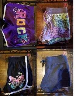 Girls size 7 - 8 Tights, long sleeve shirts, shorts, graphic tees