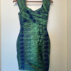 Herve Ledger Green Blue Dress Medium 