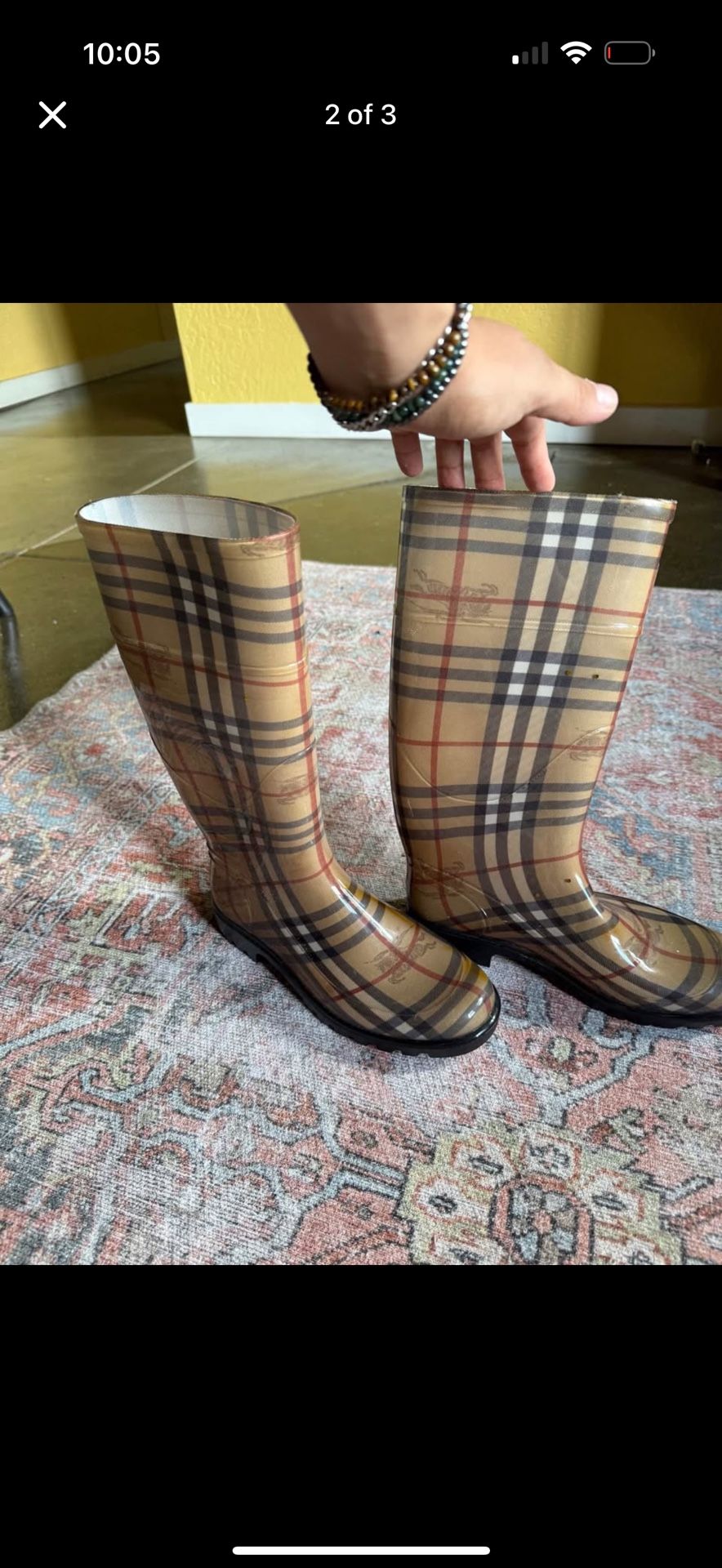 Authentic Burberry Plaid Rain Boots - Size 39!