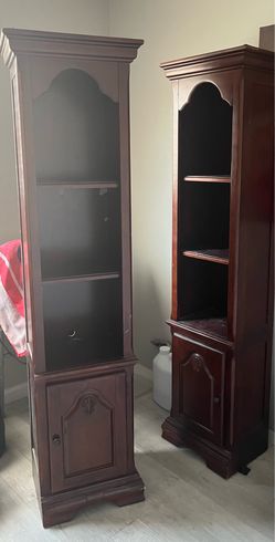 (2) Dark brown shelves