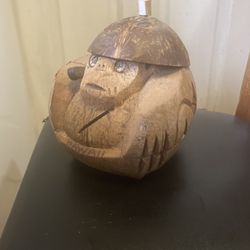 Hand Carved Coconut Piggybank From Hawaii