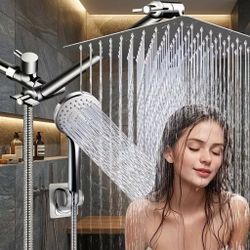 NEW Rainfall Shower Head, High Pressure Shower Head/Handheld Shower Combo | Chrome & Black Color Available 