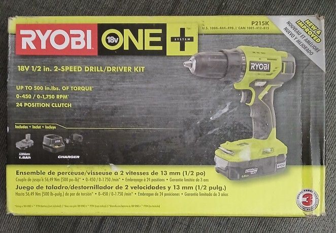 RYOBI ONE+ 18V 1/2" Drill Kit