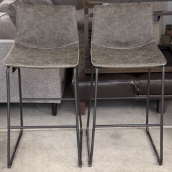 2 Modern Faux Leather Bar Stools