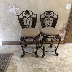 Two Metal Frame Bar Stools 
