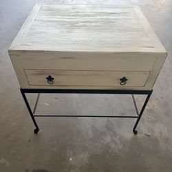Rustic Top Storage Side Table