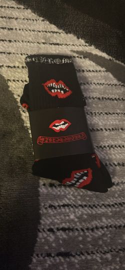 Chrome Style Socks – Black – Red/White Cross & Logo Design – New
