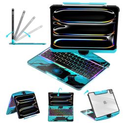 lambasa Clear Keyboard Case for iPad Pro 13 inch (M4/M5 2024/2025) 360° Swivel Multi-Touch Trackpad, Wireless Bluetooth 3-Brightness & 7-Color Backlit