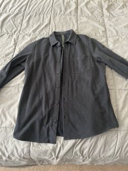 Lululemon Long Sleeve Dress Shirt Blue Medium Polyester Cotton Black Men